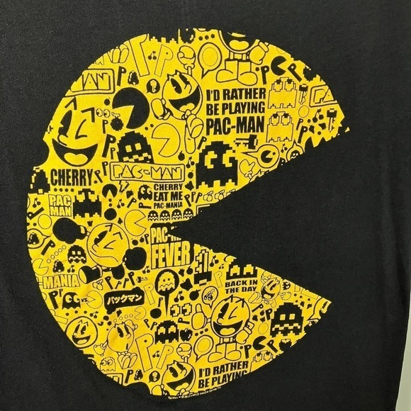 Pac-Man I'd Rather Be Playing Pac-Man 2010 Graphic Black Graphic Tee Juniors' L - Picture 5 of 16